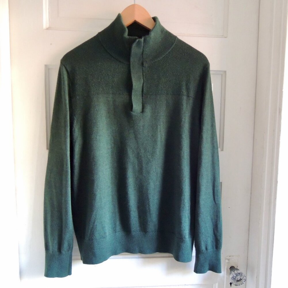 Banana Republic Factory Men's Green Merino Blend Quarter Zip Sweater S